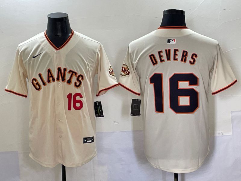 Men 2025 San Francisco Giants 16 Devers Cream Game Nike MLB Jersey style 48